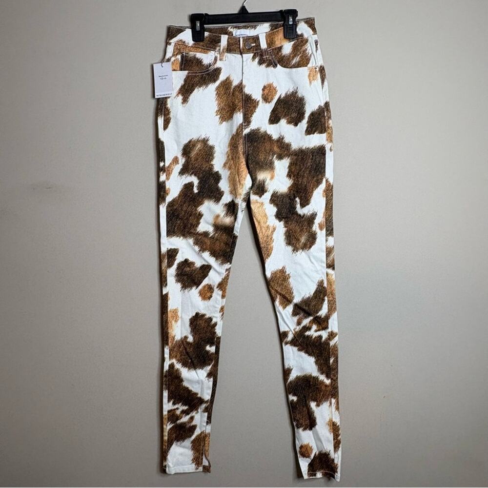 WeWoreWhat NWT Stilleto Skinny Cow Print Brown Pants Denim Size 26 - Picture 5 of 10
